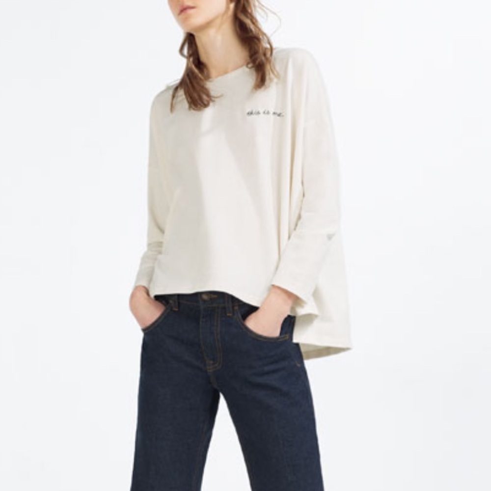 Zara Black and White Collection Embroidered Sweatshirt 2016 This Is Me